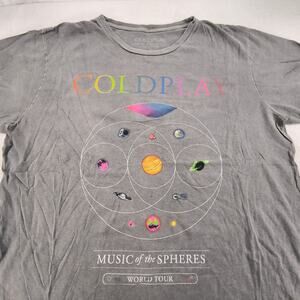 Coldplay Music of the Spheres Band Graphic Shirt Adult Mens Size 2XL Gray